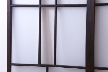 和製アンティーク　昭和初期　ダイヤガラス入り　和モダンな雰囲気漂う味わい深いガラス戸2枚セット(建具、引き戸)