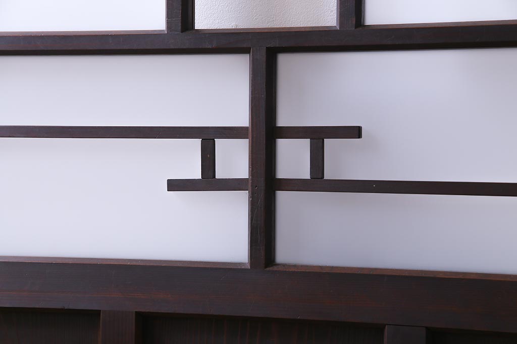 和製アンティーク　昭和初期　ダイヤガラス入り　和モダンな雰囲気漂う味わい深いガラス戸2枚セット(建具、引き戸)