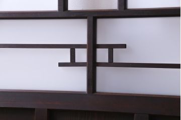 和製アンティーク　昭和初期　ダイヤガラス入り　和モダンな雰囲気漂う味わい深いガラス戸2枚セット(建具、引き戸)