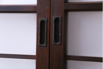 和製アンティーク　昭和初期　ダイヤガラス入り　和モダンな雰囲気漂う味わい深いガラス戸2枚セット(建具、引き戸)