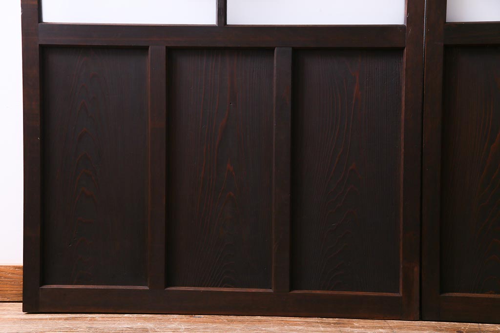 和製アンティーク　昭和初期　ダイヤガラス入り　和モダンな雰囲気漂う味わい深いガラス戸2枚セット(建具、引き戸)