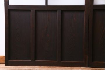 和製アンティーク　昭和初期　ダイヤガラス入り　和モダンな雰囲気漂う味わい深いガラス戸2枚セット(建具、引き戸)