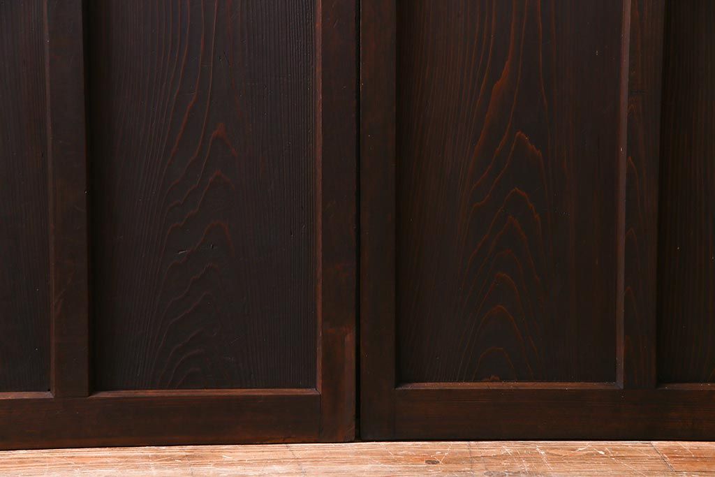 和製アンティーク　昭和初期　ダイヤガラス入り　和モダンな雰囲気漂う味わい深いガラス戸2枚セット(建具、引き戸)