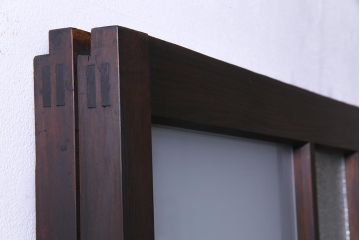 和製アンティーク　昭和初期　ダイヤガラス入り　和モダンな雰囲気漂う味わい深いガラス戸2枚セット(建具、引き戸)