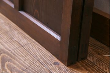 和製アンティーク　昭和初期　ダイヤガラス入り　和モダンな雰囲気漂う味わい深いガラス戸2枚セット(建具、引き戸)