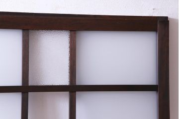 和製アンティーク　昭和初期　ダイヤガラス入り　和モダンな雰囲気漂う味わい深いガラス戸2枚セット(建具、引き戸)