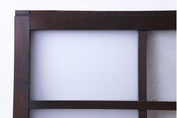 和製アンティーク　昭和初期　ダイヤガラス入り　和モダンな雰囲気漂う味わい深いガラス戸2枚セット(建具、引き戸)