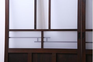 和製アンティーク　昭和初期　ダイヤガラス入り　和モダンな雰囲気漂う味わい深いガラス戸2枚セット(建具、引き戸)