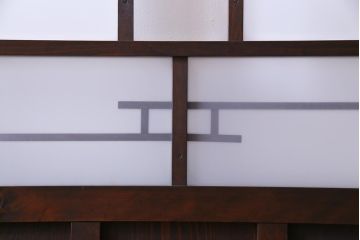 和製アンティーク　昭和初期　ダイヤガラス入り　和モダンな雰囲気漂う味わい深いガラス戸2枚セット(建具、引き戸)