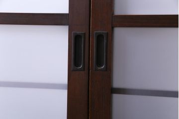 和製アンティーク　昭和初期　ダイヤガラス入り　和モダンな雰囲気漂う味わい深いガラス戸2枚セット(建具、引き戸)