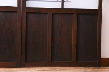 和製アンティーク　昭和初期　ダイヤガラス入り　和モダンな雰囲気漂う味わい深いガラス戸2枚セット(建具、引き戸)