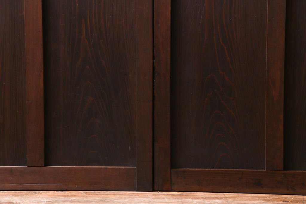 和製アンティーク　昭和初期　ダイヤガラス入り　和モダンな雰囲気漂う味わい深いガラス戸2枚セット(建具、引き戸)