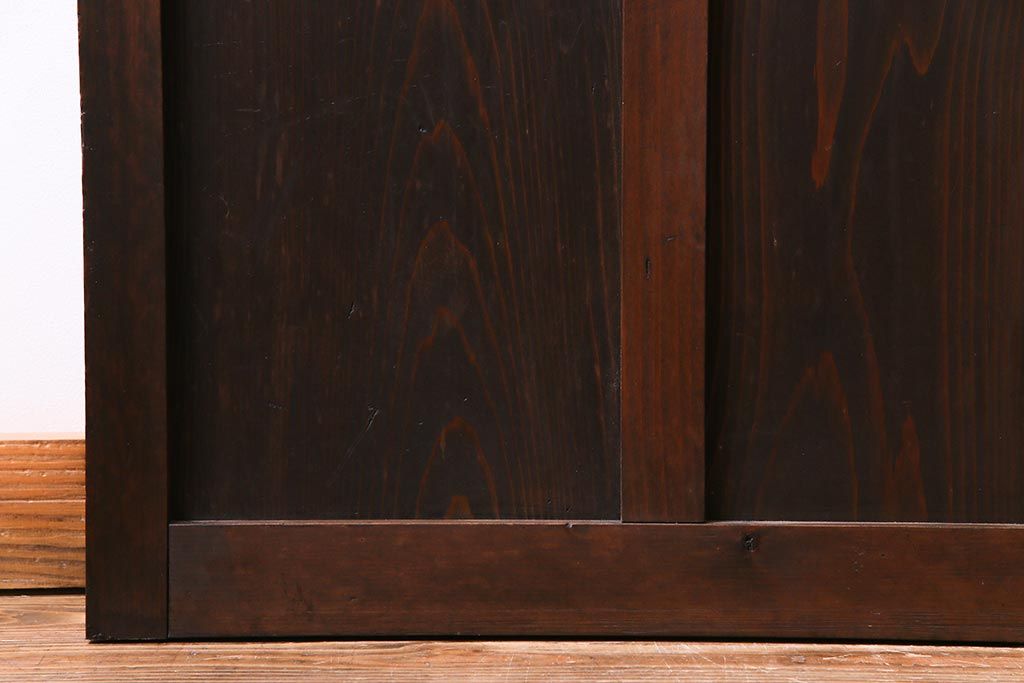 和製アンティーク　昭和初期　ダイヤガラス入り　和モダンな雰囲気漂う味わい深いガラス戸2枚セット(建具、引き戸)