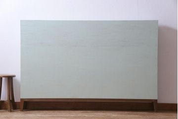 アンティーク家具　リメイク　爽やかなカラーが可愛らしい薄型オープンラック(収納棚、本棚)