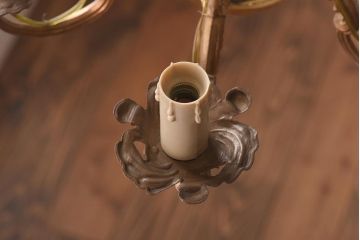 フランスビンテージ　青銅製　6灯　エレガントな雰囲気漂うケージシャンデリア(天井照明)