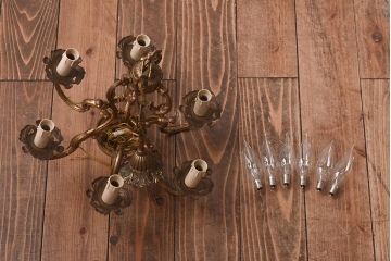 フランスビンテージ　青銅製　6灯　エレガントな雰囲気漂うケージシャンデリア(天井照明)