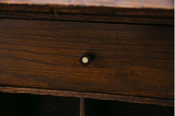 アンティーク家具　イギリスアンティーク　オーク材　ステンドグラスの入ったシックなビューローブックケース(ライティングビューロー、本箱、チェスト)