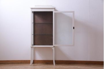 フランスアンティーク　ペイント家具　シャビーシックな雰囲気漂うガラスケース(陳列棚)