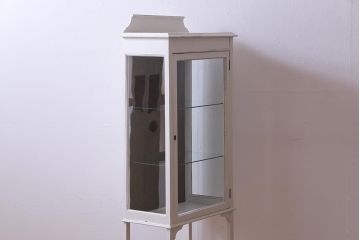 フランスアンティーク　ペイント家具　シャビーシックな雰囲気漂うガラスケース(陳列棚)