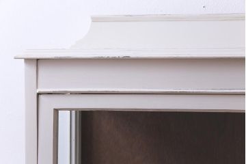 フランスアンティーク　ペイント家具　シャビーシックな雰囲気漂うガラスケース(陳列棚)