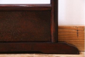 アンティーク雑貨　昭和中期　鶴図柄　フック付き　艶やかな漆塗りが上品な二つ折り衣桁