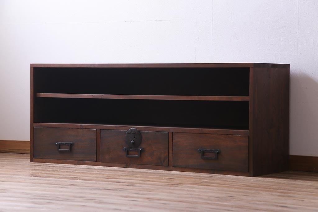 ラフジュ工房オリジナル　古い箪笥の引き出しを使ったリメイクローボード(テレビボード、収納棚)