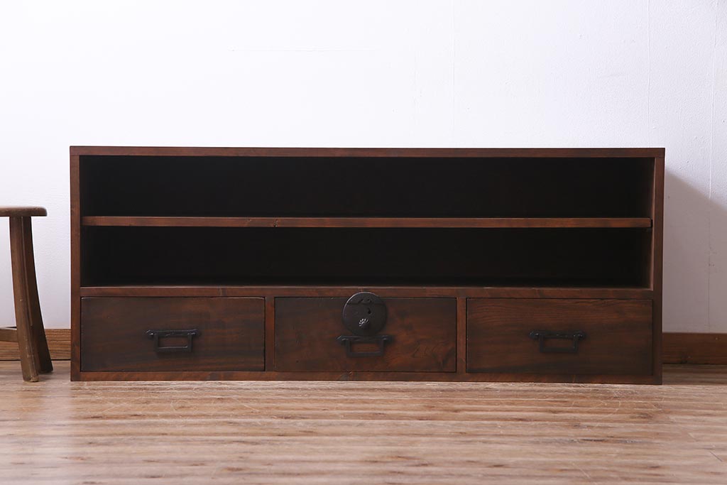 ラフジュ工房オリジナル　古い箪笥の引き出しを使ったリメイクローボード(テレビボード、収納棚)