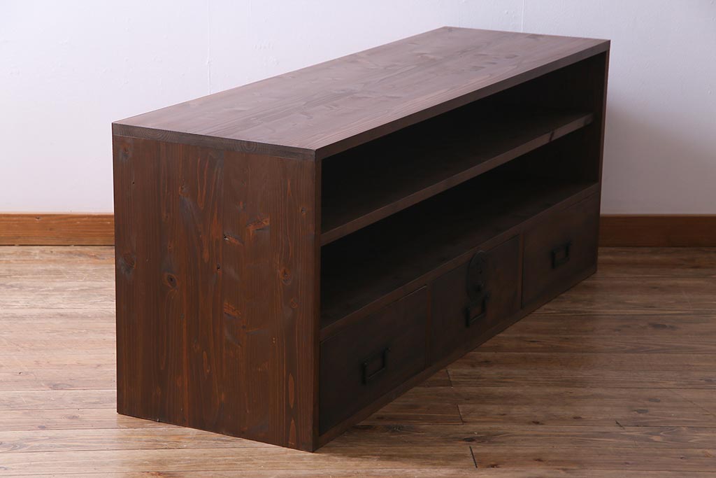 ラフジュ工房オリジナル　古い箪笥の引き出しを使ったリメイクローボード(テレビボード、収納棚)