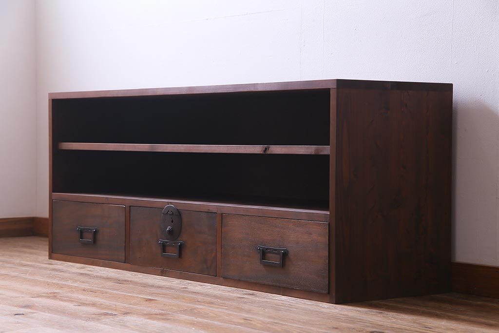 ラフジュ工房オリジナル　古い箪笥の引き出しを使ったリメイクローボード(テレビボード、収納棚)