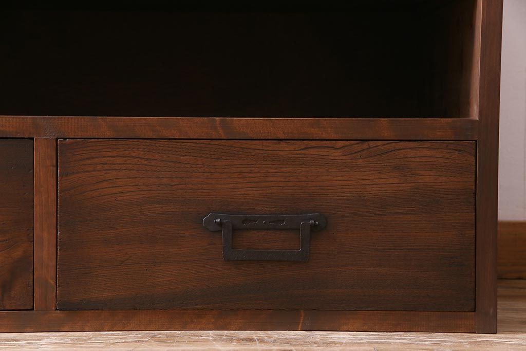 ラフジュ工房オリジナル　古い箪笥の引き出しを使ったリメイクローボード(テレビボード、収納棚)