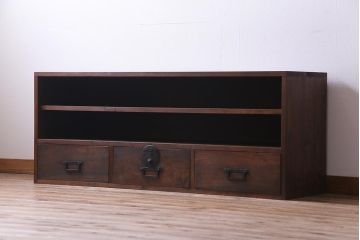 ラフジュ工房オリジナル　古い箪笥の引き出しを使ったリメイクローボード(テレビボード、収納棚)