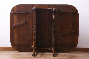 アンティーク家具　アンティーク　オーク材　シンプルなデザインのバタフライテーブル(エクステンションテーブル)