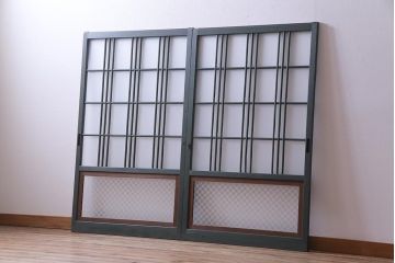 ペイント建具　当店オリジナルガラス入り　和モダンなデザインのガラス戸2枚セット(窓、格子戸)