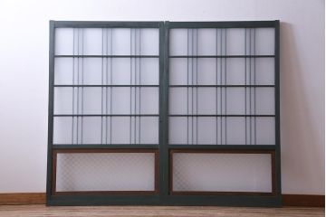 ペイント建具　当店オリジナルガラス入り　和モダンなデザインのガラス戸2枚セット(窓、格子戸)