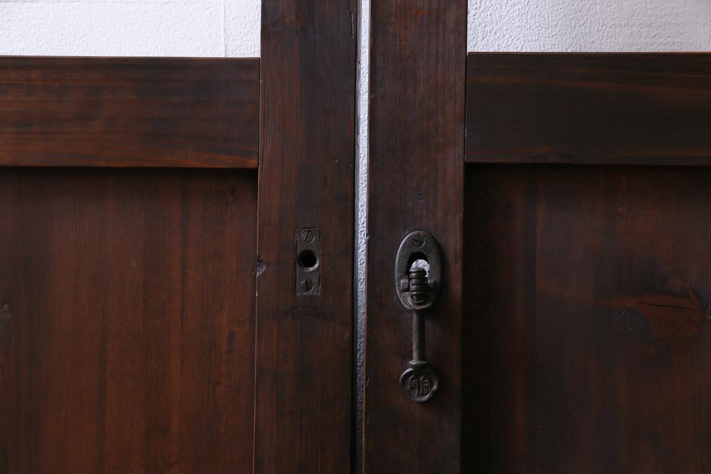 和製アンティーク　激レア　シンプルなデザインがレトロな背の高いガラス戸2枚セット(建具、引き戸)