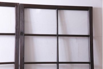 和製アンティーク　激レア　シンプルなデザインがレトロな背の高いガラス戸2枚セット(建具、引き戸)