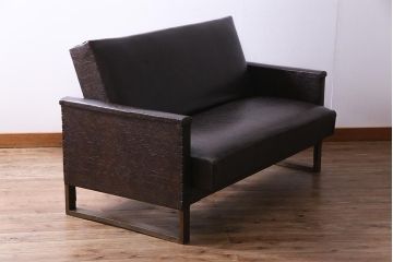 ヴィンテージ家具　ビンテージ　合皮　渋さが漂うメンズライクにおすすめなソファ(二人掛け)
