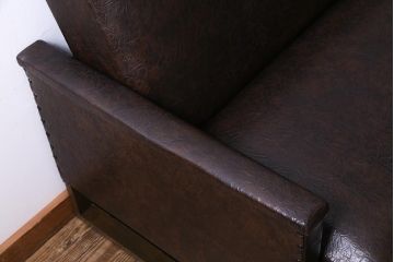 ヴィンテージ家具　ビンテージ　合皮　渋さが漂うメンズライクにおすすめなソファ(二人掛け)