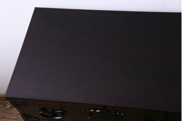 中古美品　伝統民芸家具　岩谷堂箪笥　豊田5号(忍付) 漆塗りの艶と杢目が美しい衣装箪笥(整理箪笥)(定価約45万円)