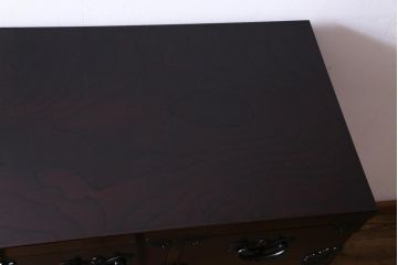 中古美品　伝統民芸家具　岩谷堂箪笥　豊田5号(忍付) 漆塗りの艶と杢目が美しい衣装箪笥(整理箪笥)(定価約45万円)