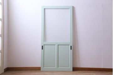 ペイント建具　ダイヤガラス入り　爽やかさが感じられる淡いカラーのガラス戸1枚(引戸、建具)