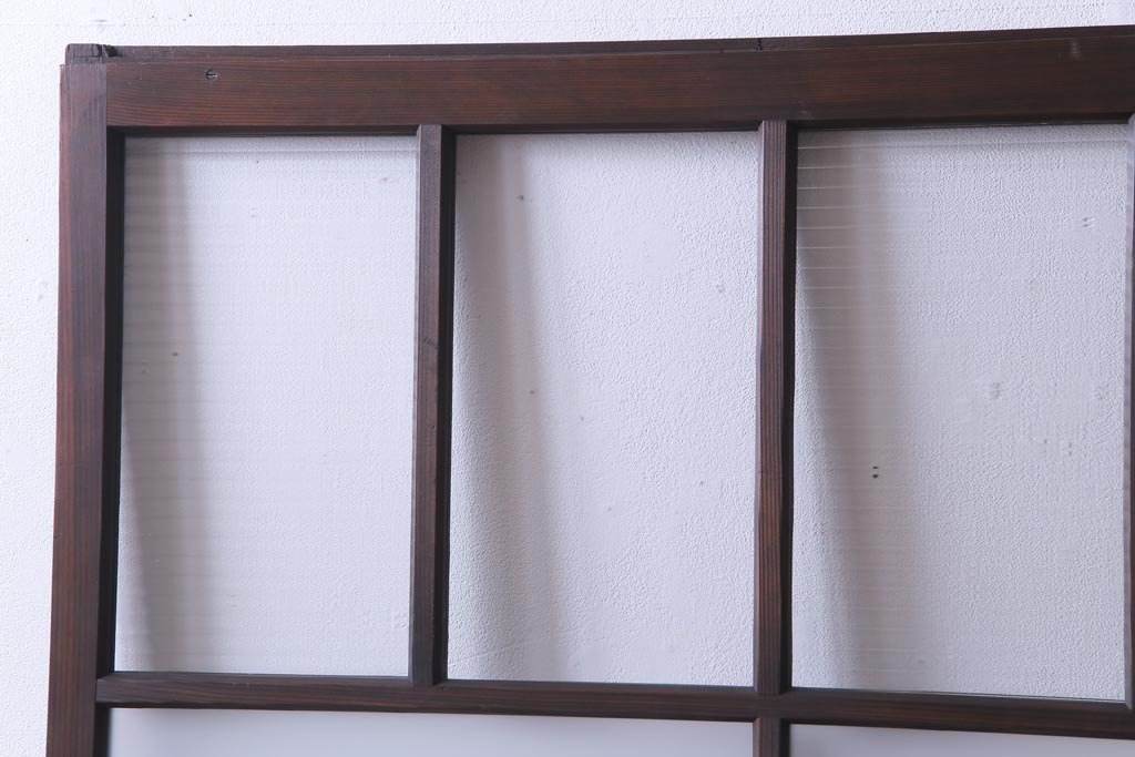 昭和初期　モールガラスとすりガラスを組み入れた和モダンなガラス戸1枚(引戸、建具)