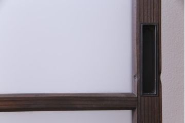 昭和初期　モールガラスとすりガラスを組み入れた和モダンなガラス戸1枚(引戸、建具)