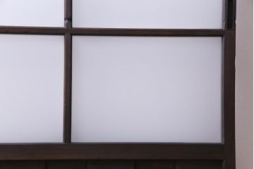 昭和初期　モールガラスとすりガラスを組み入れた和モダンなガラス戸1枚(引戸、建具)