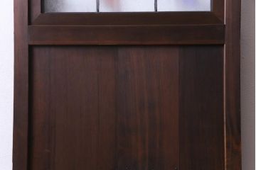 昭和初期　ラフジュ工房オリジナルステンドグラス　色ガラスと結霜ガラスがアクセントのステンドグラス入り引戸1枚(建具)(2)