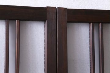 当店オリジナルガラス　変わり花菱　デザインガラスを使用したレトロな雰囲気のガラス戸2枚セット(建具、引き戸)