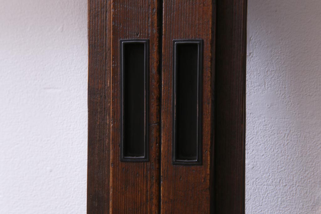 当店オリジナルガラス　変わり花菱　デザインガラスを使用したレトロな雰囲気のガラス戸2枚セット(建具、引き戸)