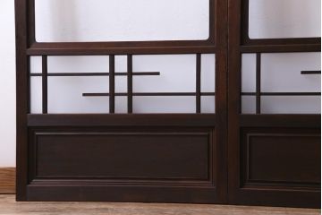 当店オリジナルガラス　変わり花菱　デザインガラスを使用したレトロな雰囲気のガラス戸2枚セット(建具、引き戸)