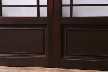 当店オリジナルガラス　変わり花菱　デザインガラスを使用したレトロな雰囲気のガラス戸2枚セット(建具、引き戸)