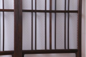 当店オリジナルガラス　変わり花菱　デザインガラスを使用したレトロな雰囲気のガラス戸2枚セット(建具、引き戸)